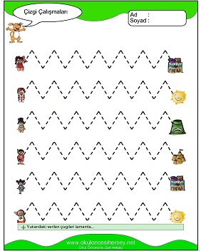 okul öncesi çizgi çalışma sayfaları